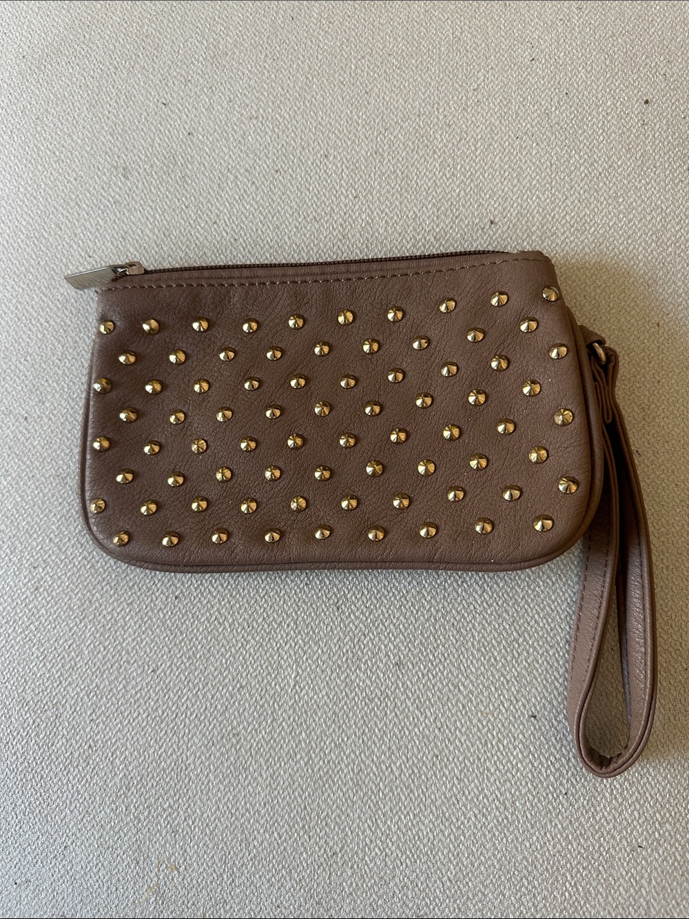 Call It Spring Brown Wristlet Clutch with Gold Studs